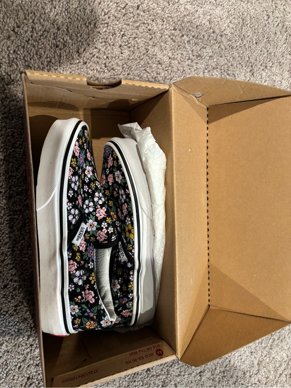 Vans Kids Black Floral Slip-On Sneakers